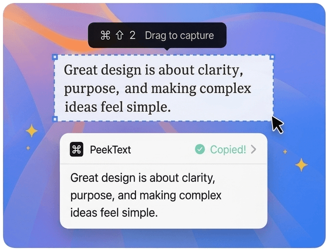 PeekText OCR demonstration